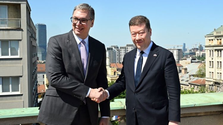 Александар Вучић и Томио Окамура (ФОТО ТАНЈУГ/ РАДЕ ПРЕЛИЋ)